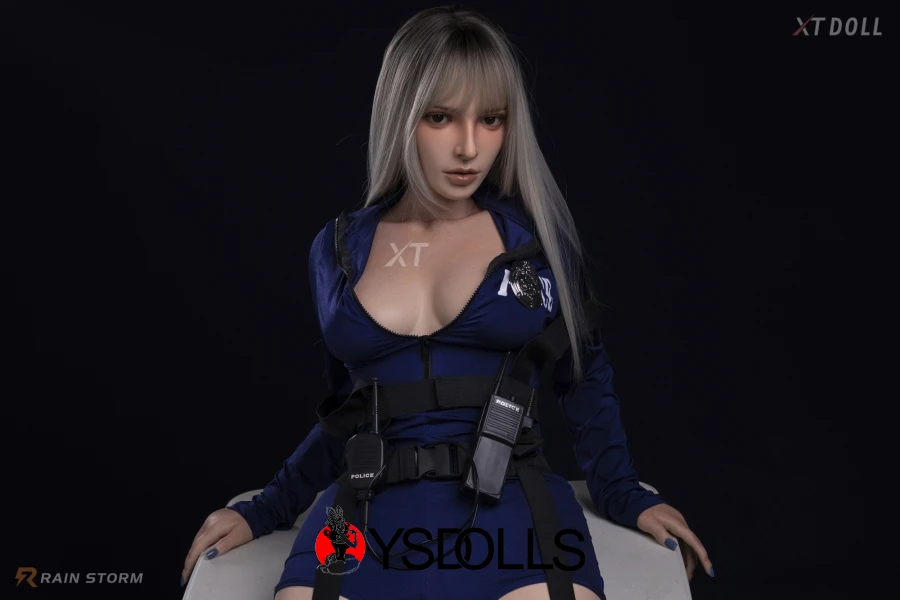 C-Cup Silikon Langes Weißes Haar Reale Sexpuppe